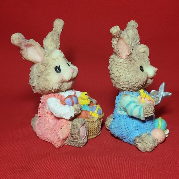 Ks Collection Sitting Happy Boy and Girl Bunny Rabbit Figurine - Picture 10 of 13